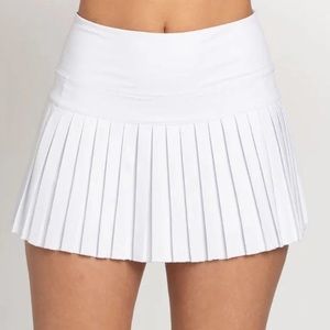 Gold Hinge Pleated Tennis Skirt White